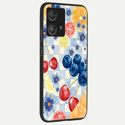  Citrus Bloom Joy back cover For Moto Edge 40 Neo slim fit glass case with vibrant aesthetic design