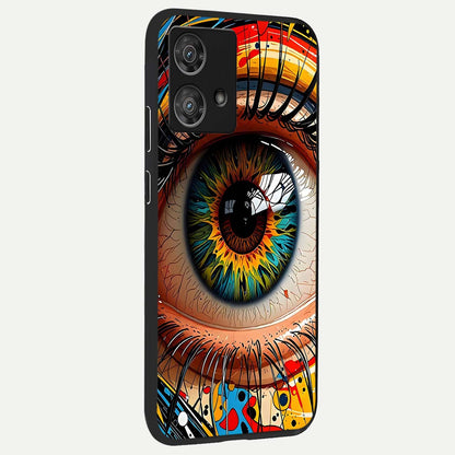  Colorful Eye back cover For Moto Edge 40 Neo slim fit glass case with vibrant aesthetic design