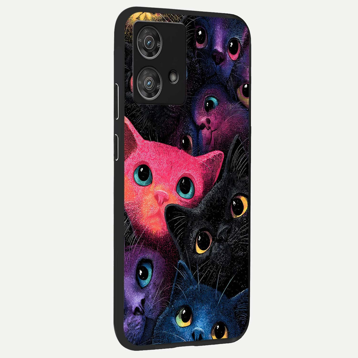 Cosmic Cats Dreams back cover For Moto Edge 40 Neo slim fit glass case with vibrant aesthetic design