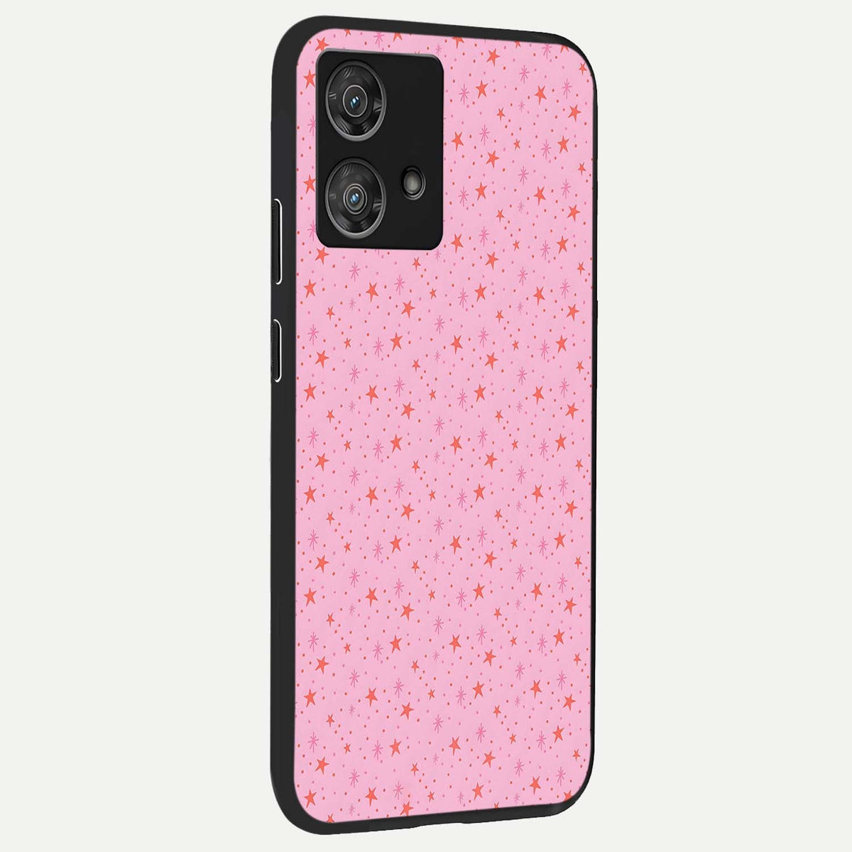  Cosmic Pink Sparkle back cover For Moto Edge 40 Neo slim fit glass case with vibrant aesthetic design