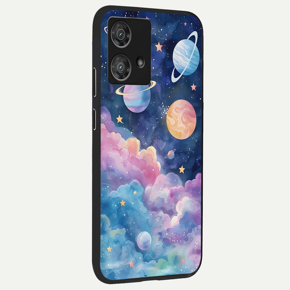  Cosmic Planet Dreams back cover For Moto Edge 40 Neo slim fit glass case with vibrant aesthetic design