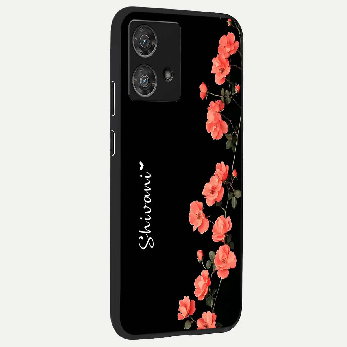 Crimson Bloom Grace Custom Name back cover For Moto Edge 40 Neo slim fit glass case with vibrant aesthetic design