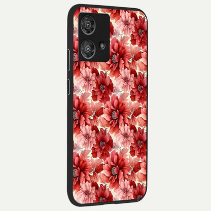  Crimson Love Petals back cover For Moto Edge 40 Neo slim fit glass case with vibrant aesthetic design