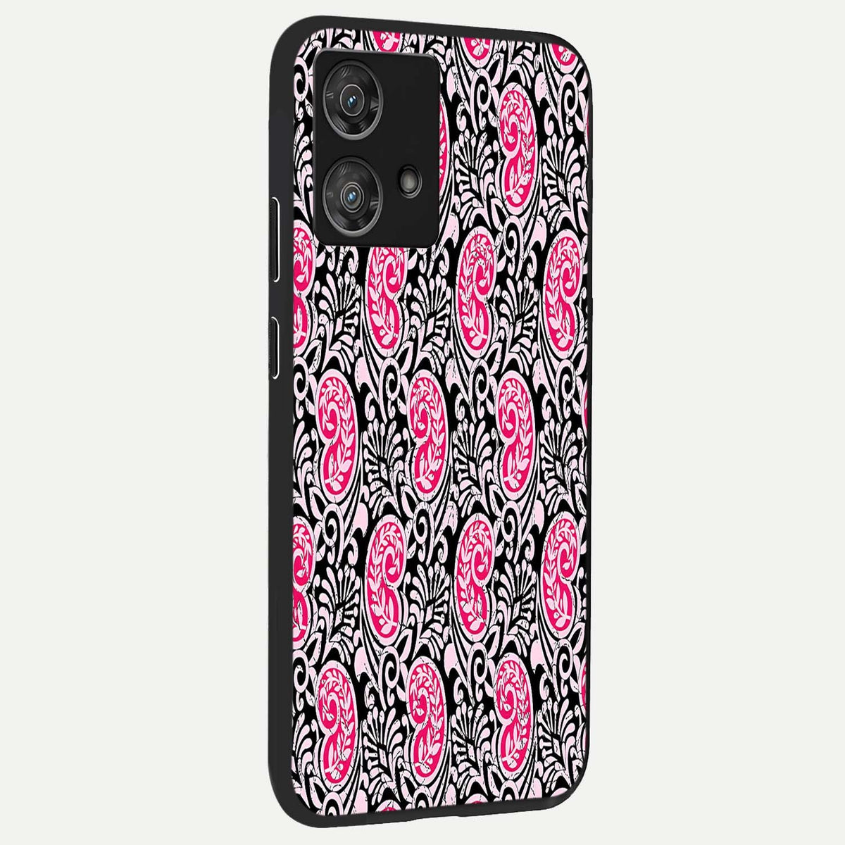  Crimson Paisley Charm back cover For Moto Edge 40 Neo slim fit glass case with vibrant aesthetic design