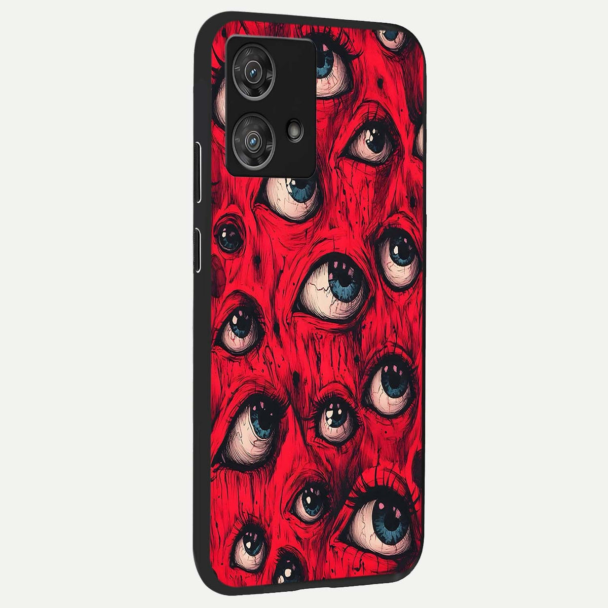  Crimson Watch Eyes back cover For Moto Edge 40 Neo slim fit glass case with vibrant aesthetic design