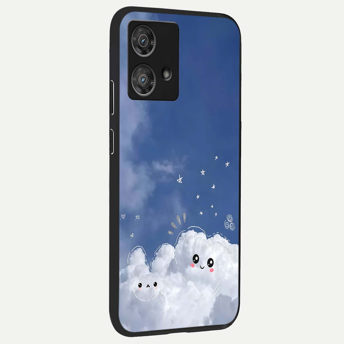  Cute Blossom Cloud back cover For Moto Edge 40 Neo slim fit glass case with vibrant aesthetic design