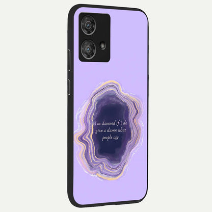  Damned People Quote back cover For Moto Edge 40 Neo slim fit glass case with vibrant aesthetic design