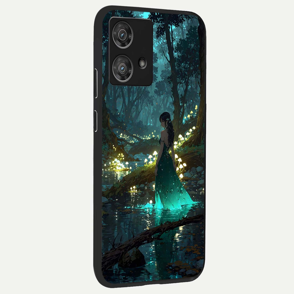  Enchanted Forest Glow back cover For Moto Edge 40 Neo slim fit glass case with vibrant aesthetic design