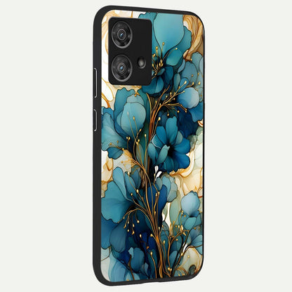  Golden Bloom Symphony back cover For Moto Edge 40 Neo slim fit glass case with vibrant aesthetic design