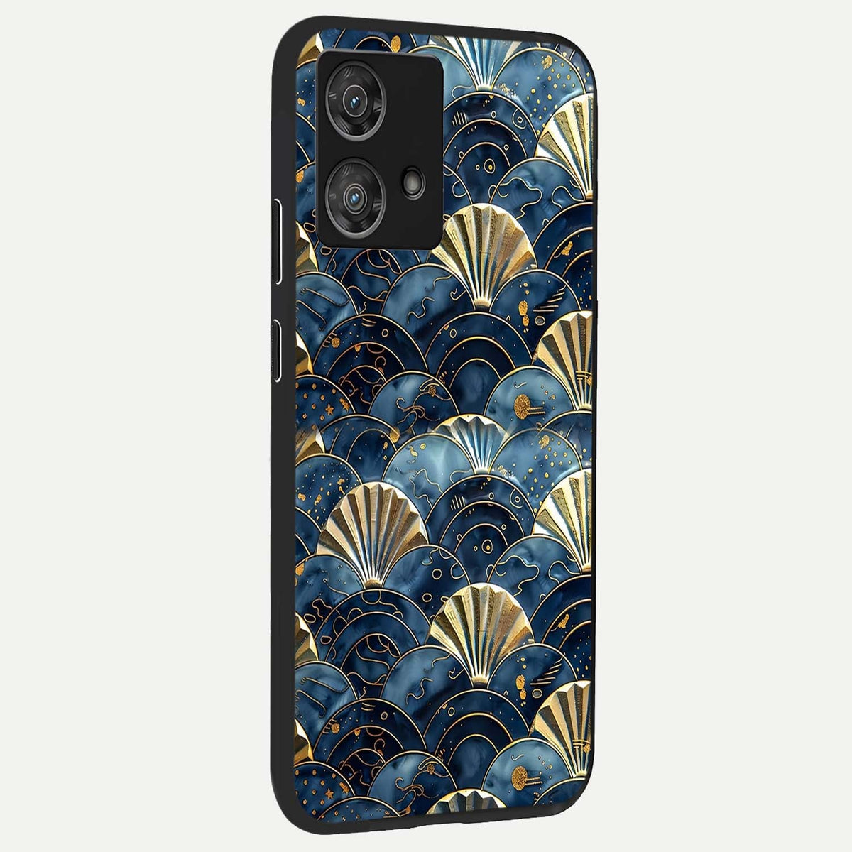 Golden Wave Luxe back cover For Moto Edge 40 Neo slim fit glass case with vibrant aesthetic design