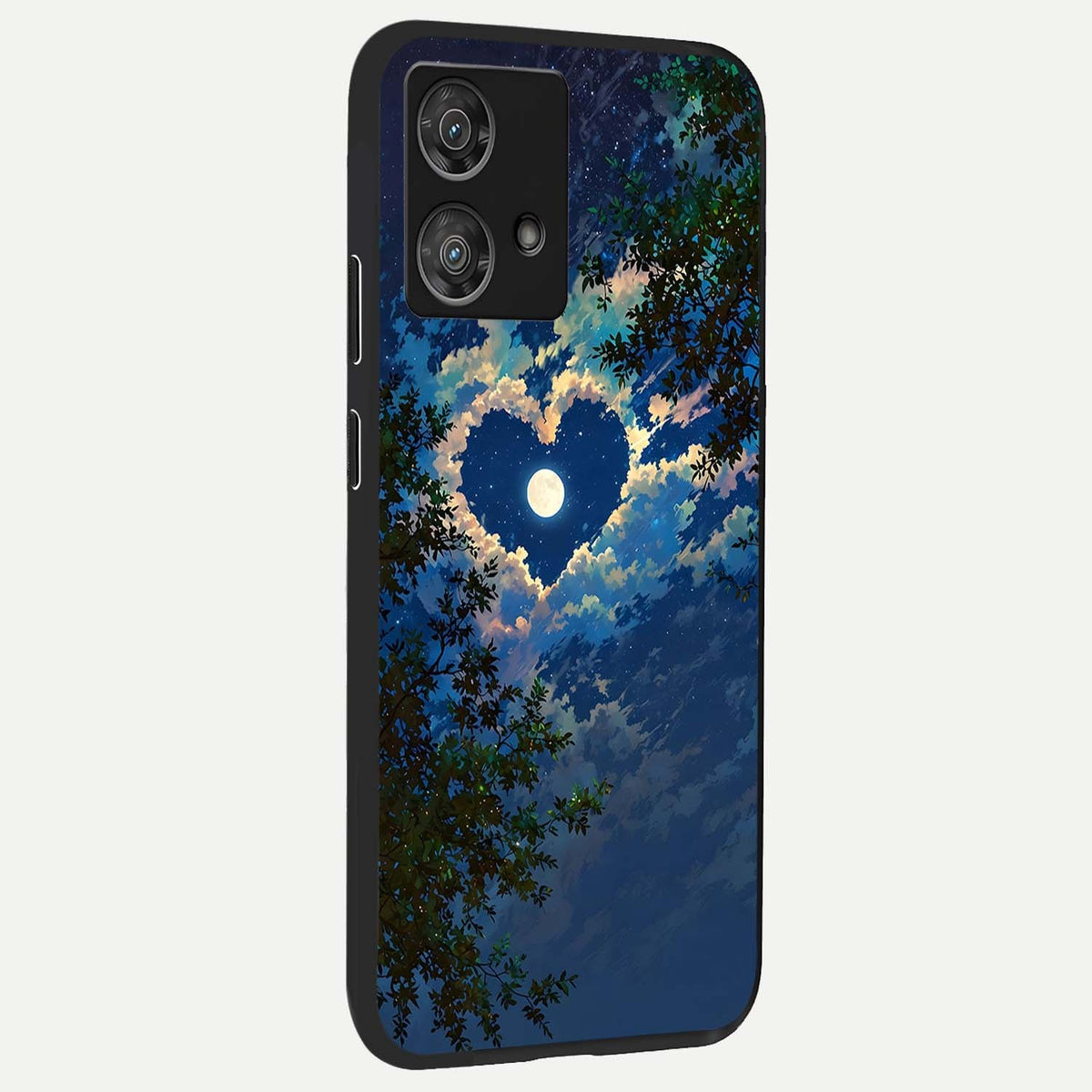  Heart With Moon Sky back cover For Moto Edge 40 Neo slim fit glass case with vibrant aesthetic design