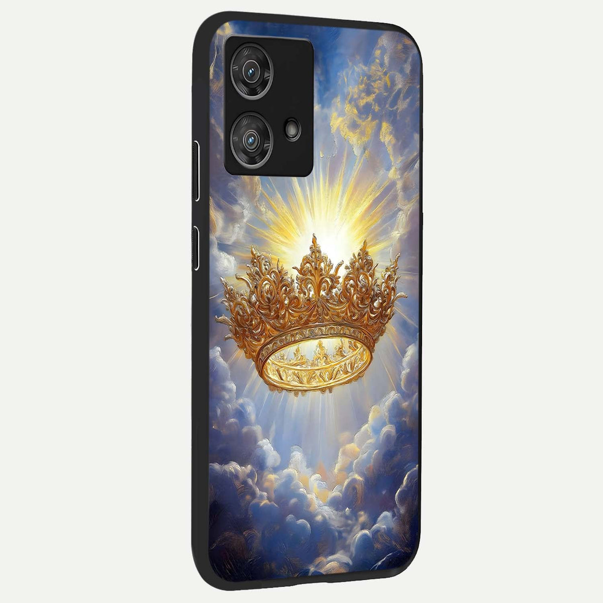  Heavenly Crown Light back cover For Moto Edge 40 Neo slim fit glass case with vibrant aesthetic design