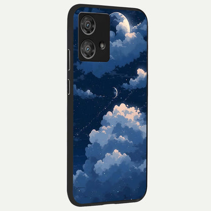  Moon Dream Haze back cover For Moto Edge 40 Neo slim fit glass case with vibrant aesthetic design