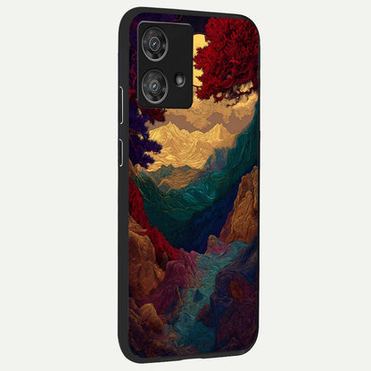  Mystic Valley Light back cover For Moto Edge 40 Neo slim fit glass case with vibrant aesthetic design