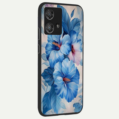  Ocean Hibiscus Grace back cover For Moto Edge 40 Neo slim fit glass case with vibrant aesthetic design