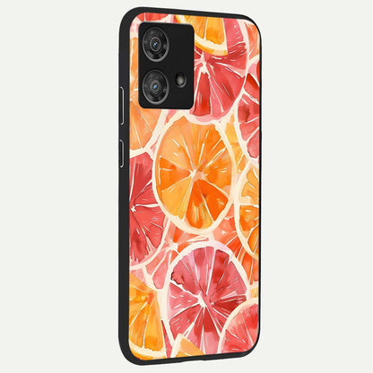  Orange Fruits Pattern back cover For Moto Edge 40 Neo slim fit glass case with vibrant aesthetic design