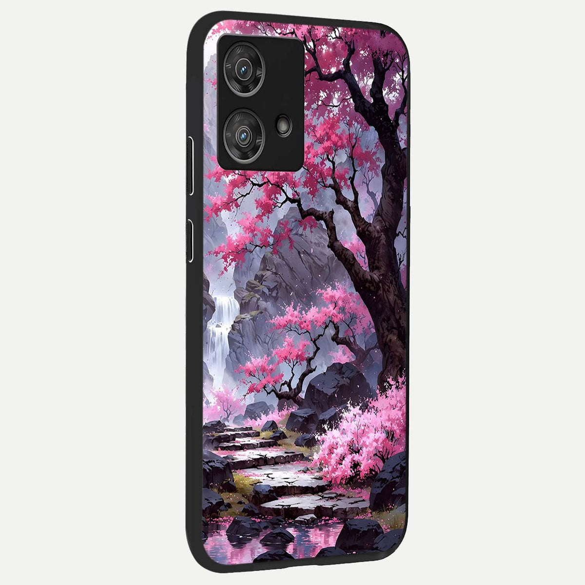 Pink Sunflower Glow back cover For Moto Edge 40 Neo slim fit glass case with vibrant aesthetic design