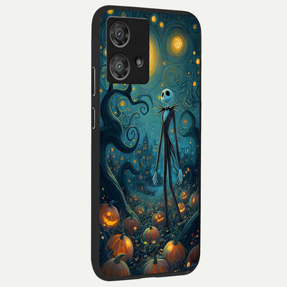  Pumpkin Moonlight Tale back cover For Moto Edge 40 Neo slim fit glass case with vibrant aesthetic design