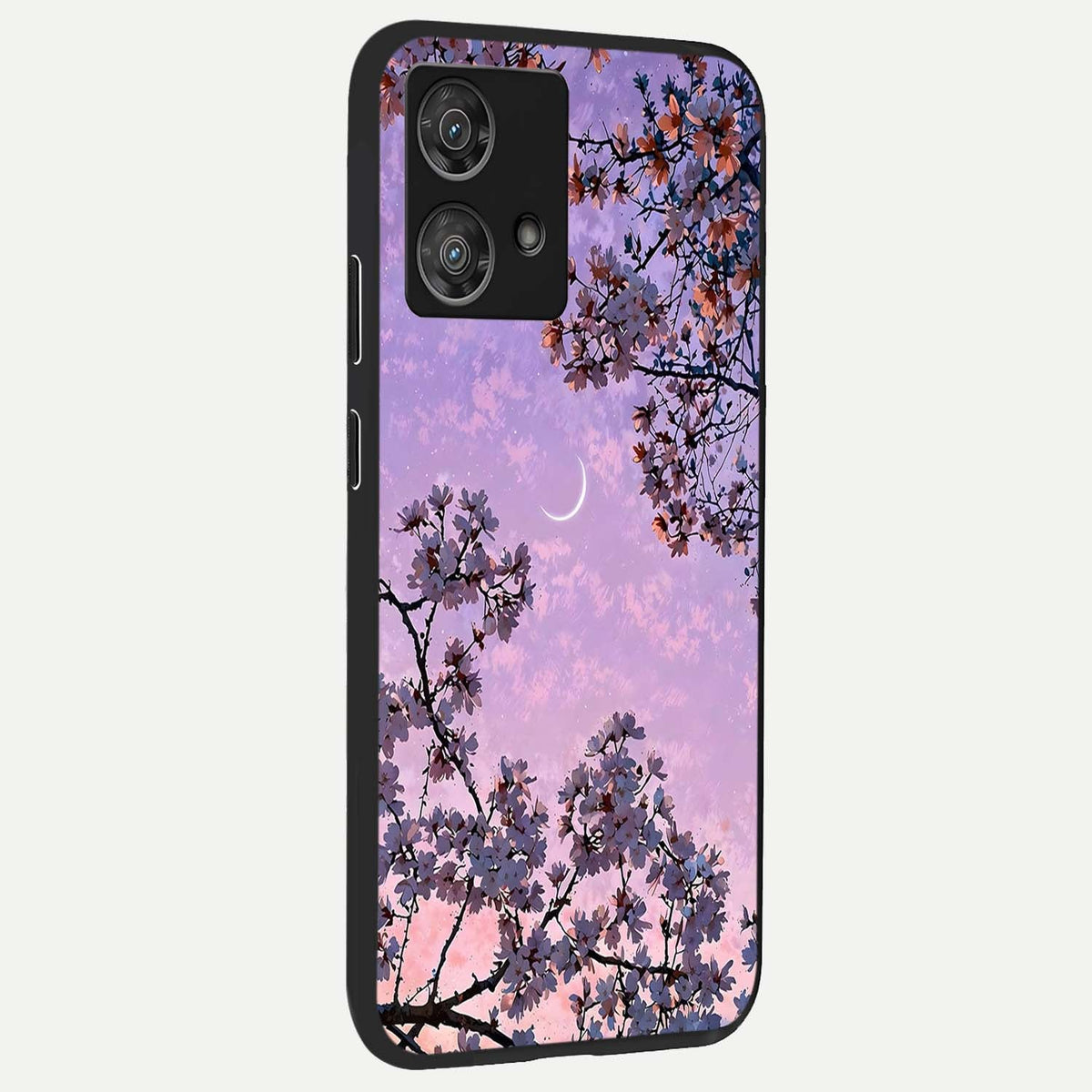  Purple Serenity Moon back cover For Moto Edge 40 Neo slim fit glass case with vibrant aesthetic design