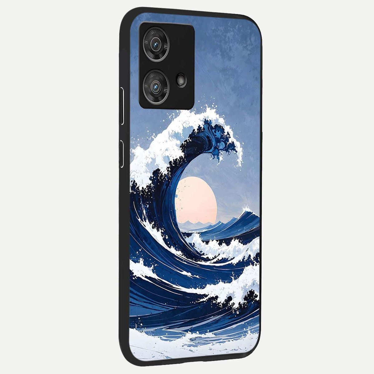  Rising Tide Power back cover For Moto Edge 40 Neo slim fit glass case with vibrant aesthetic design