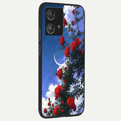  Rose Drift Flowers back cover For Moto Edge 40 Neo slim fit glass case with vibrant aesthetic design