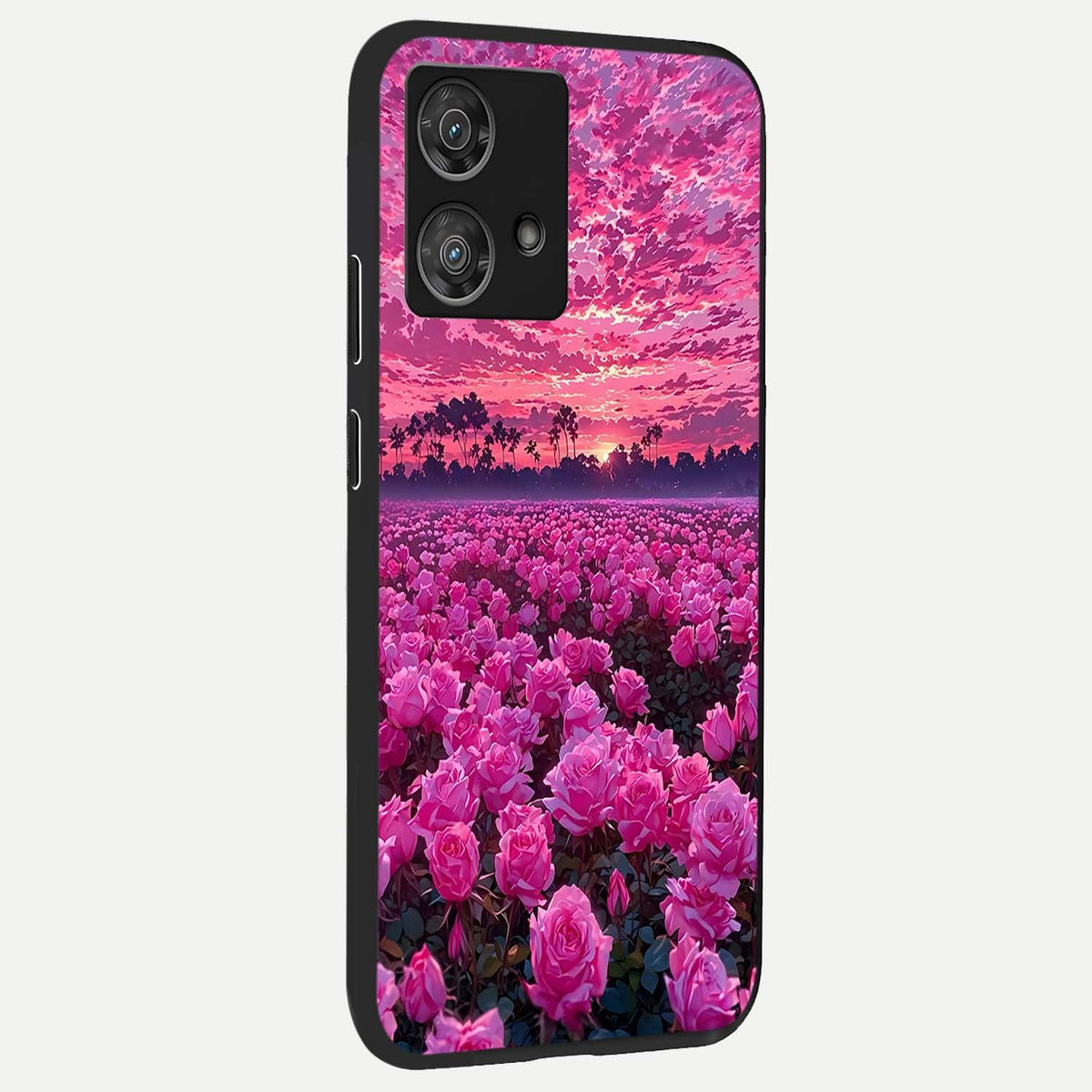  Rose Sunset Valley back cover For Moto Edge 40 Neo slim fit glass case with vibrant aesthetic design