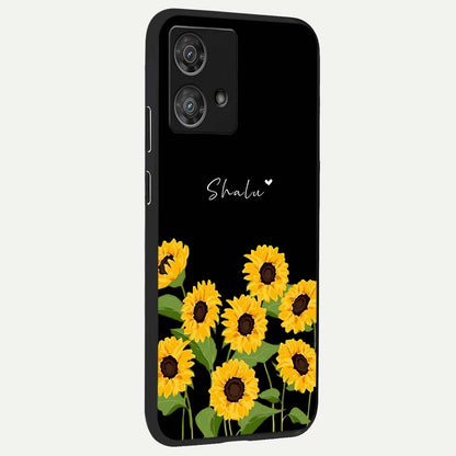  Sunflower Sky Bloom back cover For Moto Edge 40 Neo slim fit glass case with vibrant aesthetic design