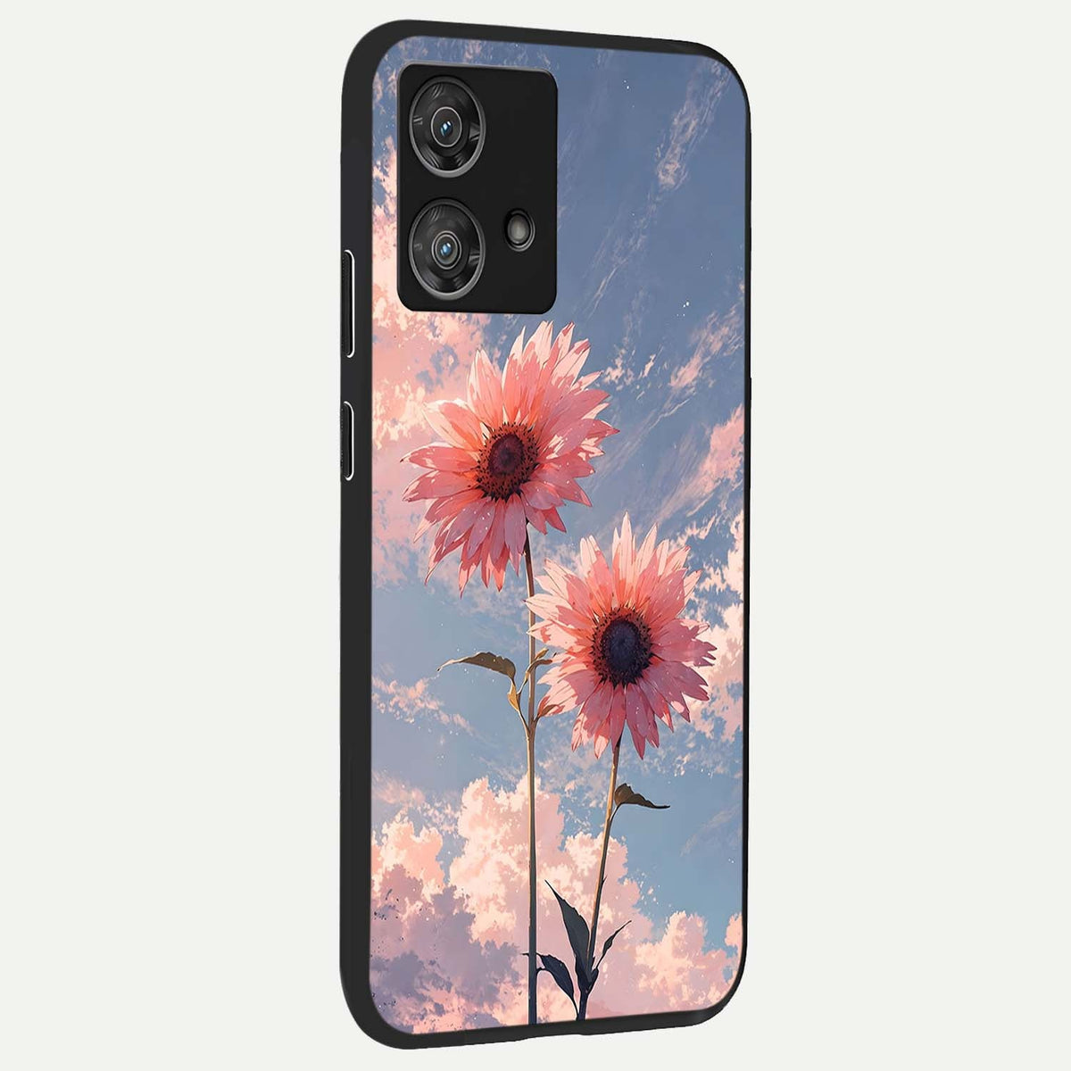  Sun Moon Balance back cover For Moto Edge 40 Neo slim fit glass case with vibrant aesthetic design