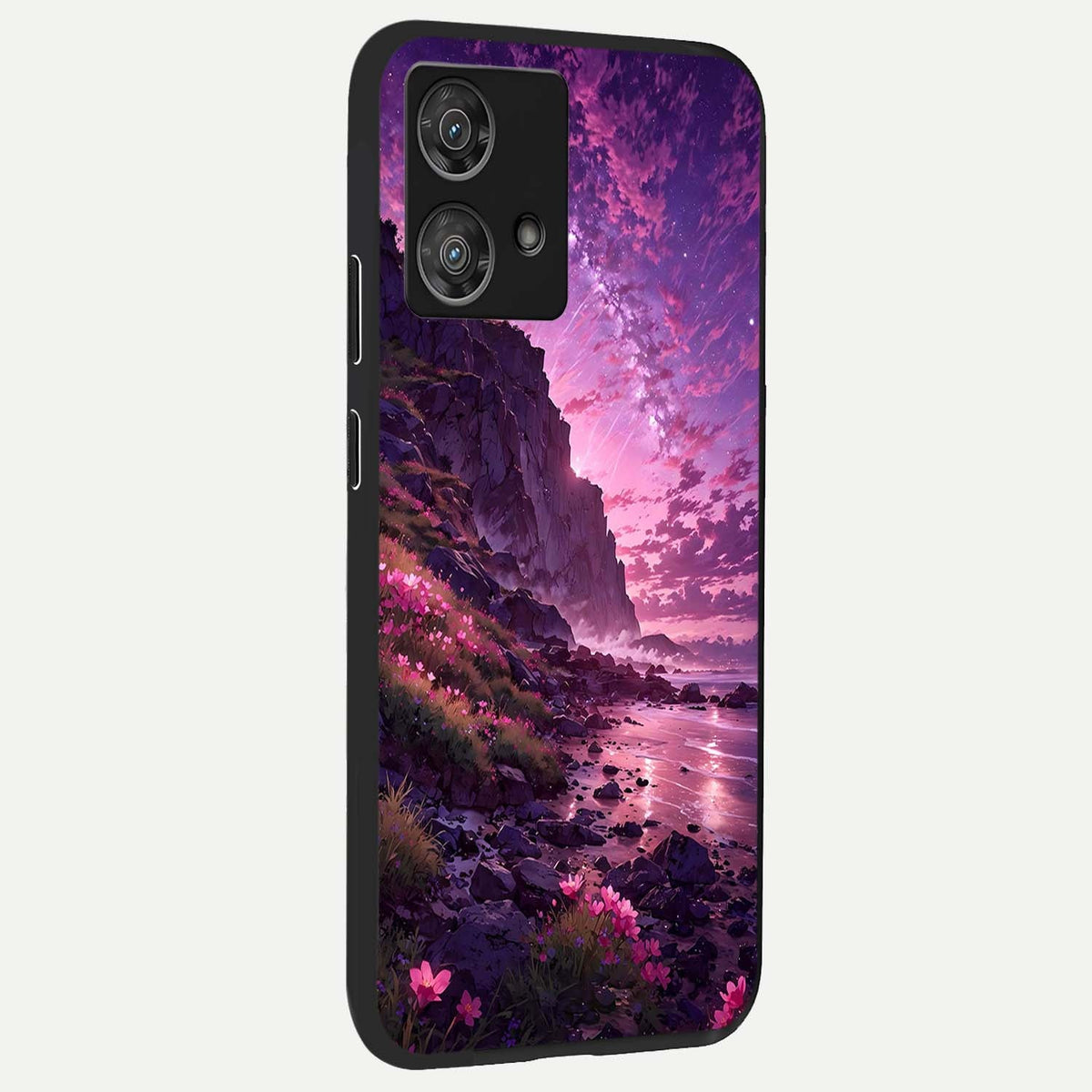 Twilight Blossom Coast back cover For Moto Edge 40 Neo slim fit glass case with vibrant aesthetic design