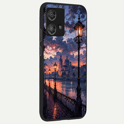  Twilight River Lights back cover For Moto Edge 40 Neo slim fit glass case with vibrant aesthetic design