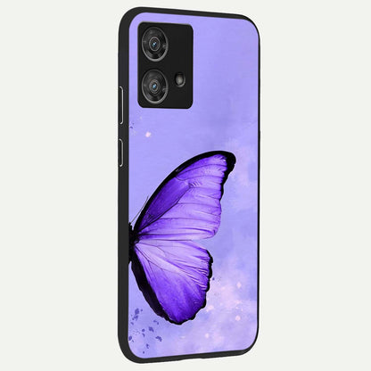  Violet Dream Wing back cover For Moto Edge 40 Neo slim fit glass case with vibrant aesthetic design