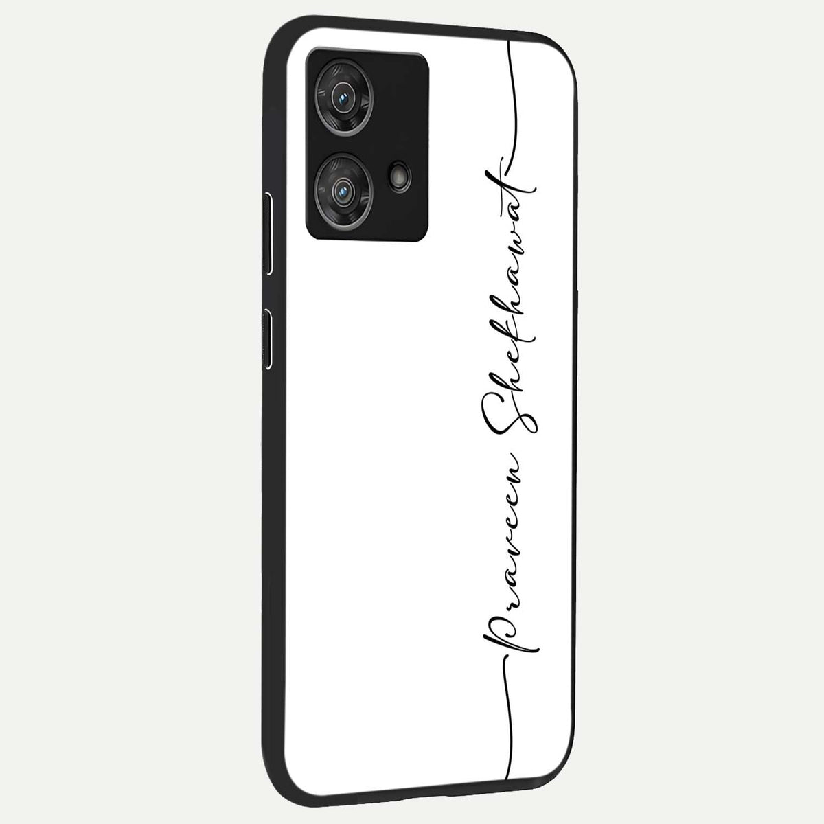  White Tune Custom Name back cover For Moto Edge 40 Neo slim fit personalized glass case with aesthetic design