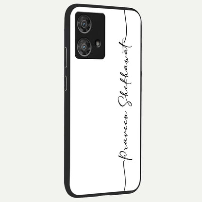  White Tune Custom Name back cover For Moto Edge 40 Neo slim fit personalized glass case with aesthetic design