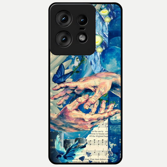  Aesthetic Divider Glass Case For Moto Edge50 Pro back cover – full design glossy printed glass finish