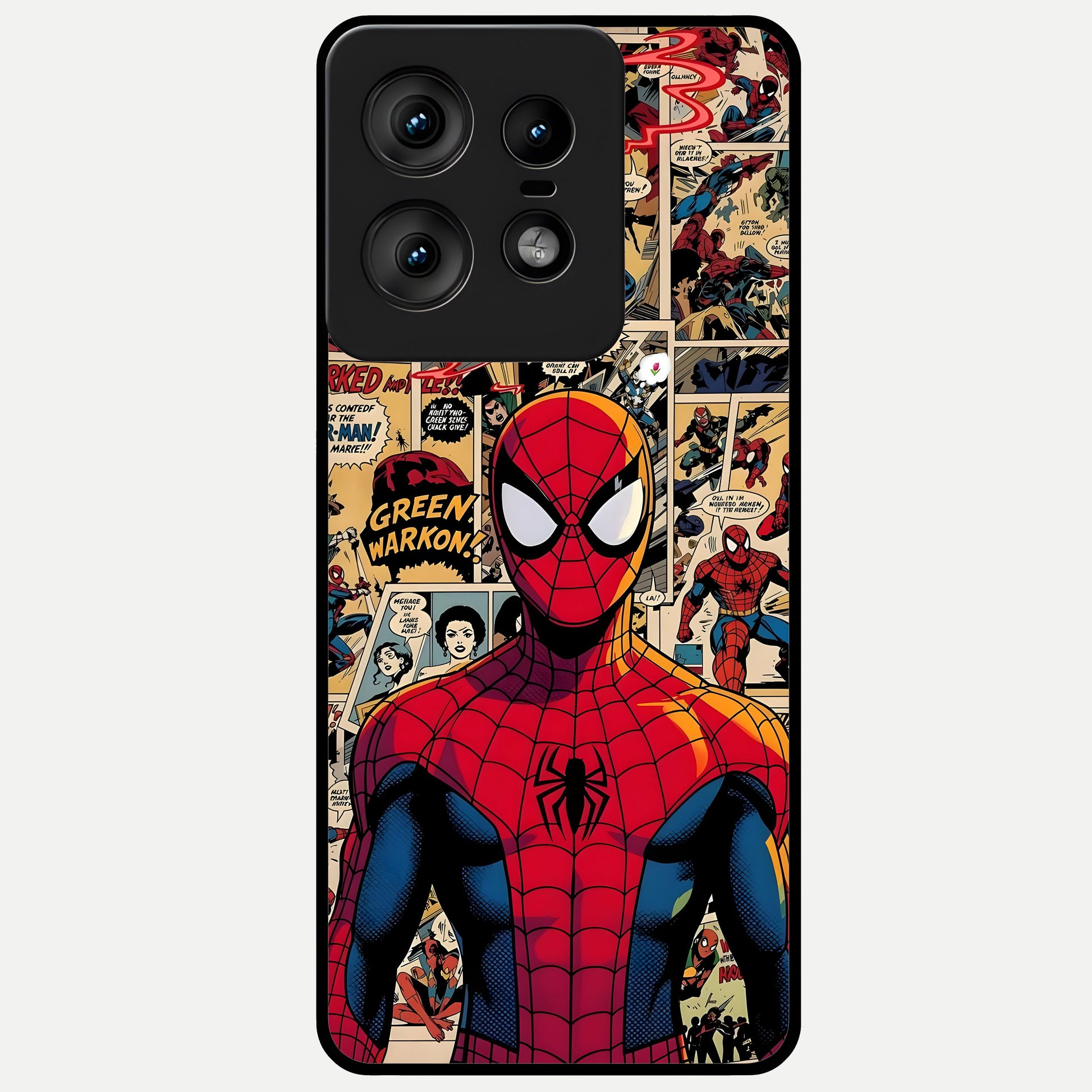  Aesthetic Spider Glass Case For Moto Edge50 Pro back cover – full design glossy printed glass finish