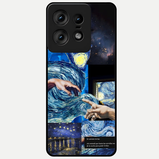  Aesthetic Vando Hands Glass Case For Moto Edge50 Pro back cover – full design glossy printed glass finish