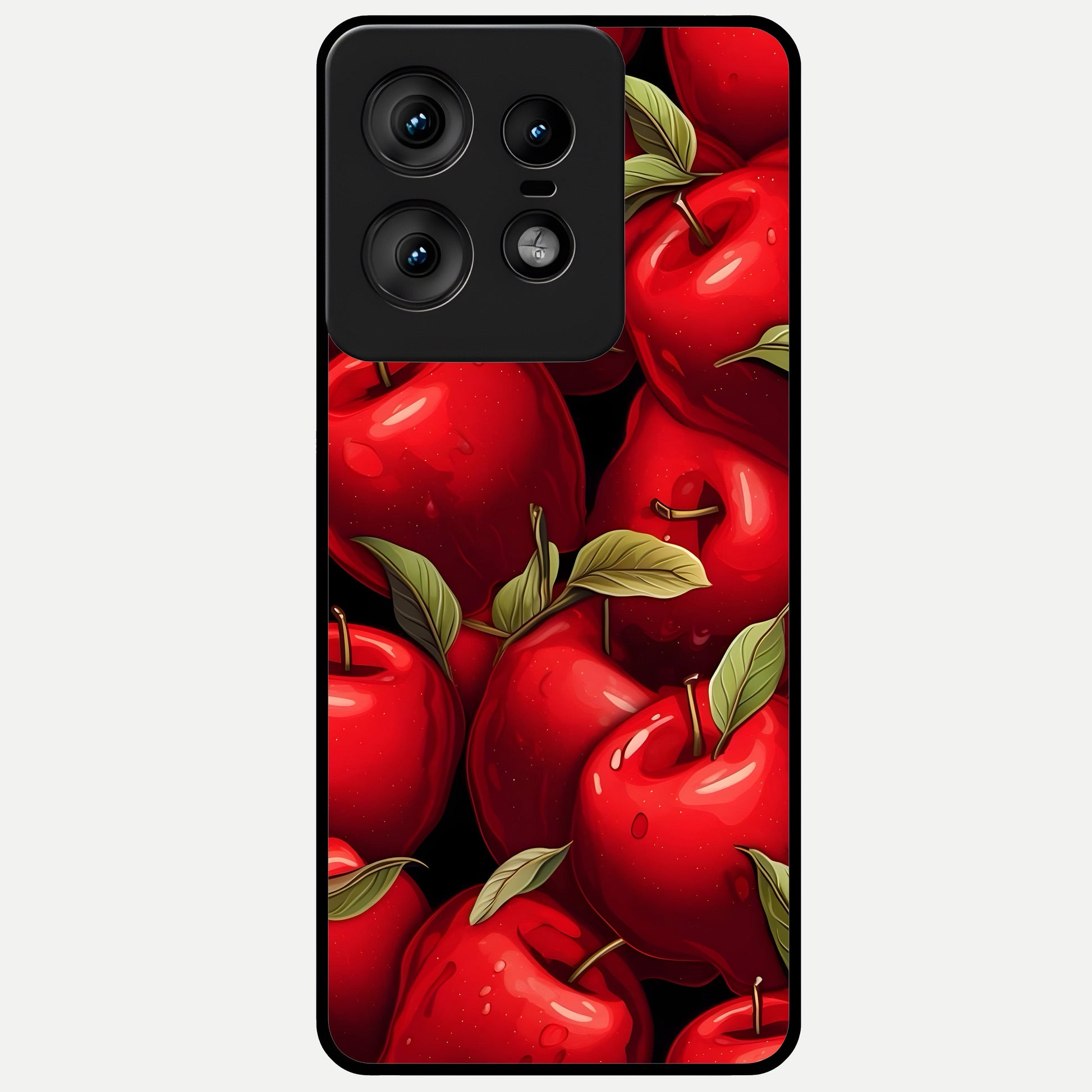  Apple Pattern Glass Case For Moto Edge50 Pro back cover – full design glossy printed glass finish