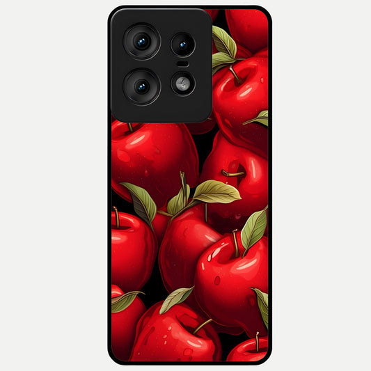  Apple Pattern Glass Case For Moto Edge50 Pro back cover – full design glossy printed glass finish