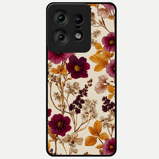  Autumn Wine Bloom Glass Case For Moto Edge50 Pro back cover – full design glossy printed glass finish