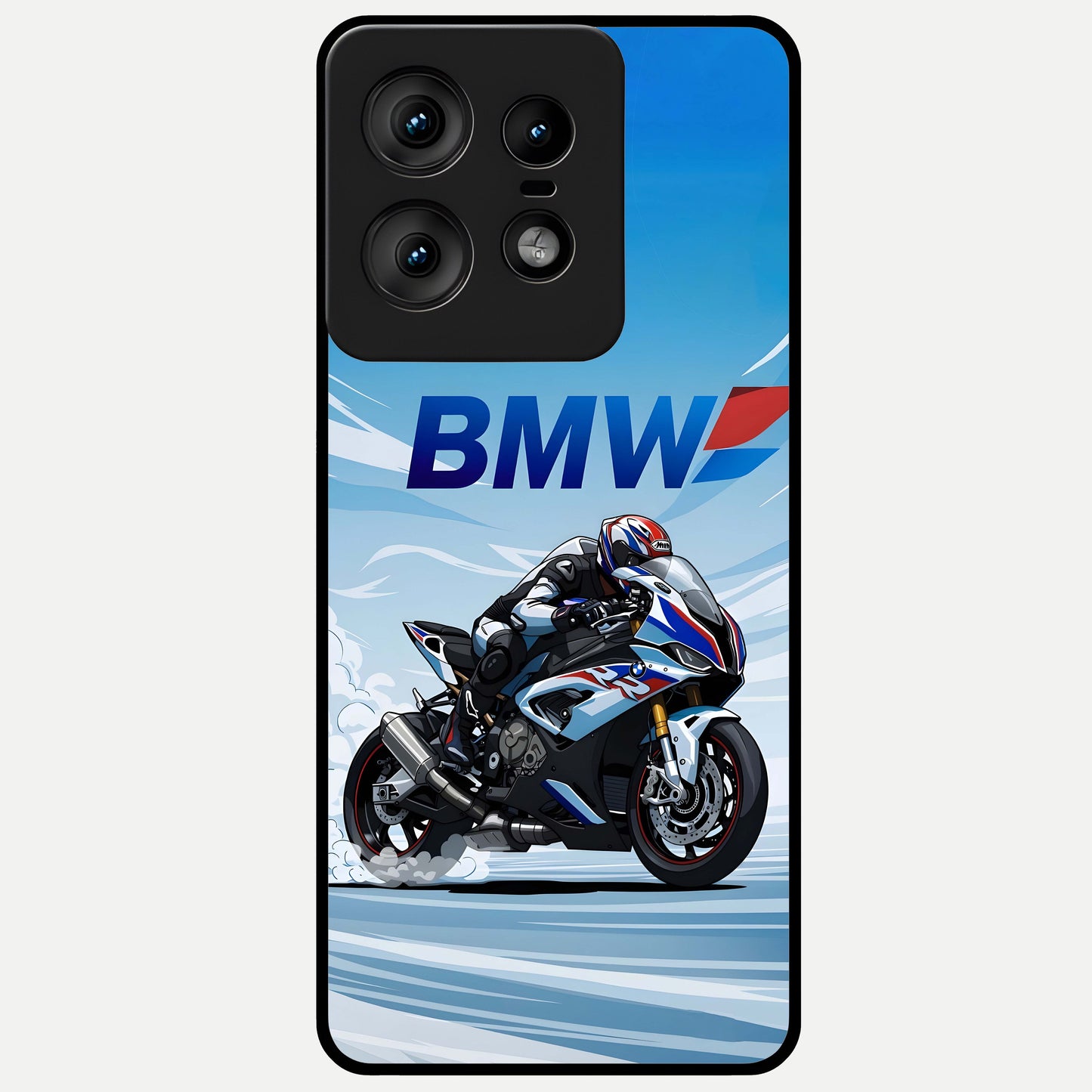  BMW Power Drift Glass Case For Moto Edge50 Pro back cover – full design glossy printed glass finish
