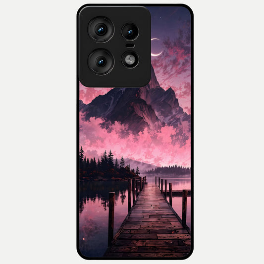  Beautiful Mountain View Glass Case For Moto Edge50 Pro back cover – full design glossy printed glass finish