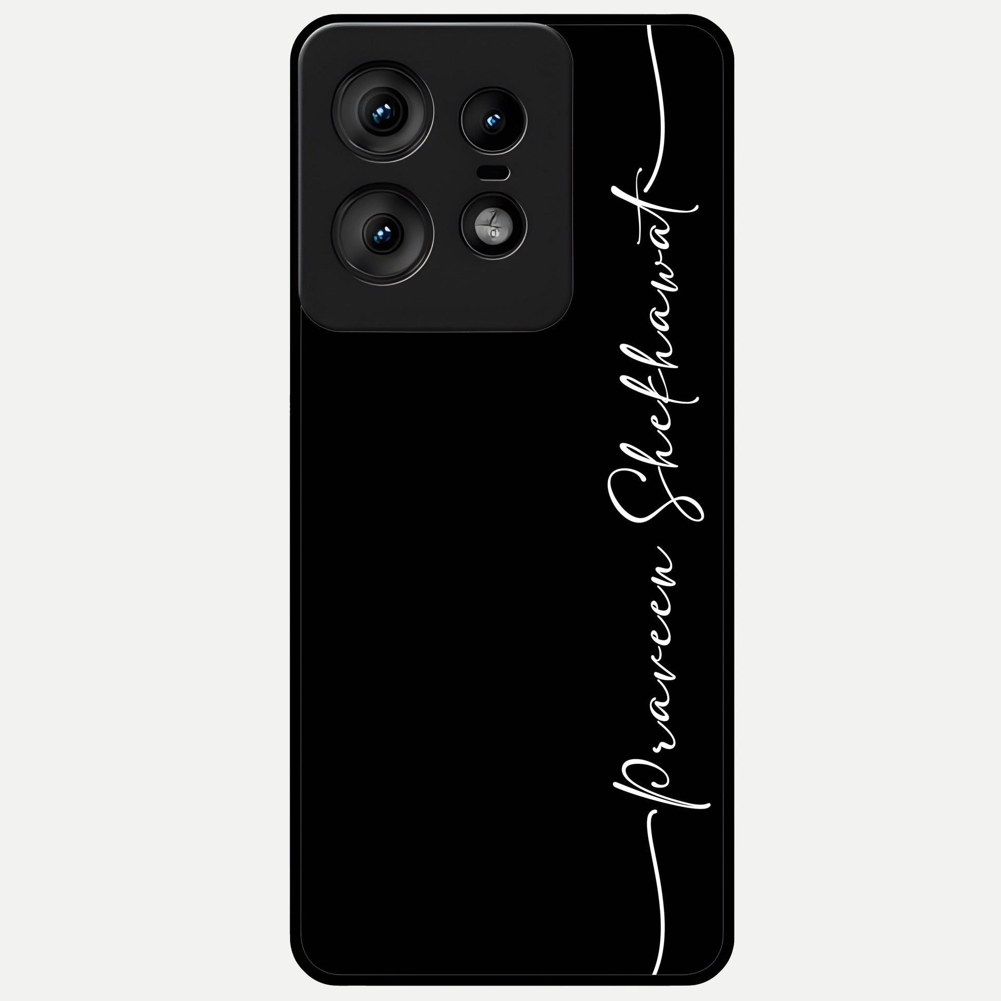 Black Tune Custom Name Glass Case For Moto Edge50 Pro back cover – full design glossy printed glass finish