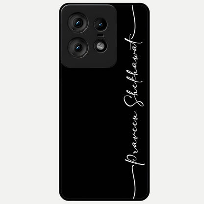  Black Tune Custom Name Glass Case For Moto Edge50 Pro back cover – full design glossy printed glass finish