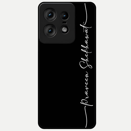  Black Tune Custom Name Glass Case For Moto Edge50 Pro back cover – full design glossy printed glass finish