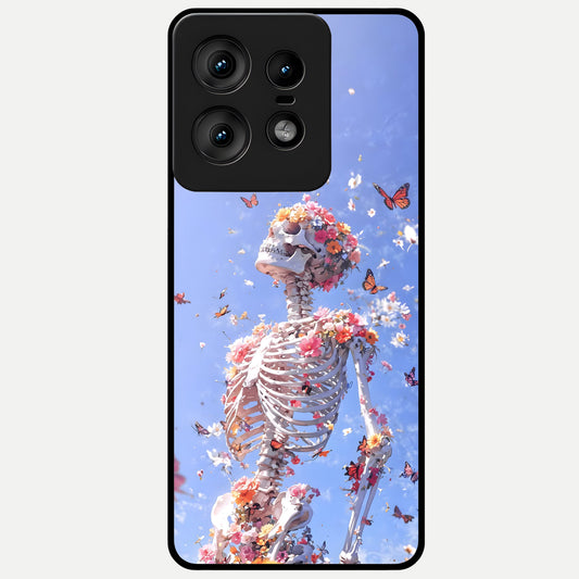  Bloom Beyond Bones Glass Case For Moto Edge50 Pro back cover – full design glossy printed glass finish