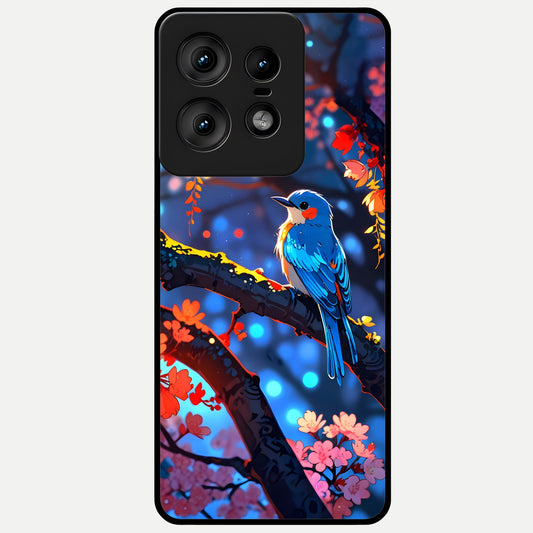  Blooming Water Drift Glass Case For Moto Edge50 Pro back cover – full design glossy printed glass finish