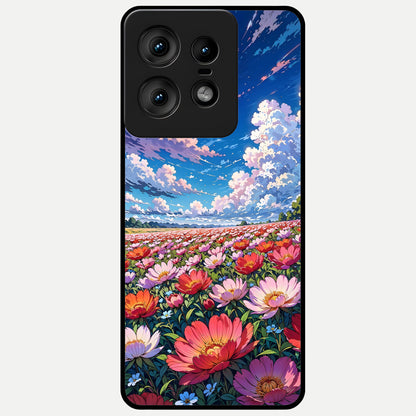  Blossom Sky Field Glass Case For Moto Edge50 Pro back cover – full design glossy printed glass finish