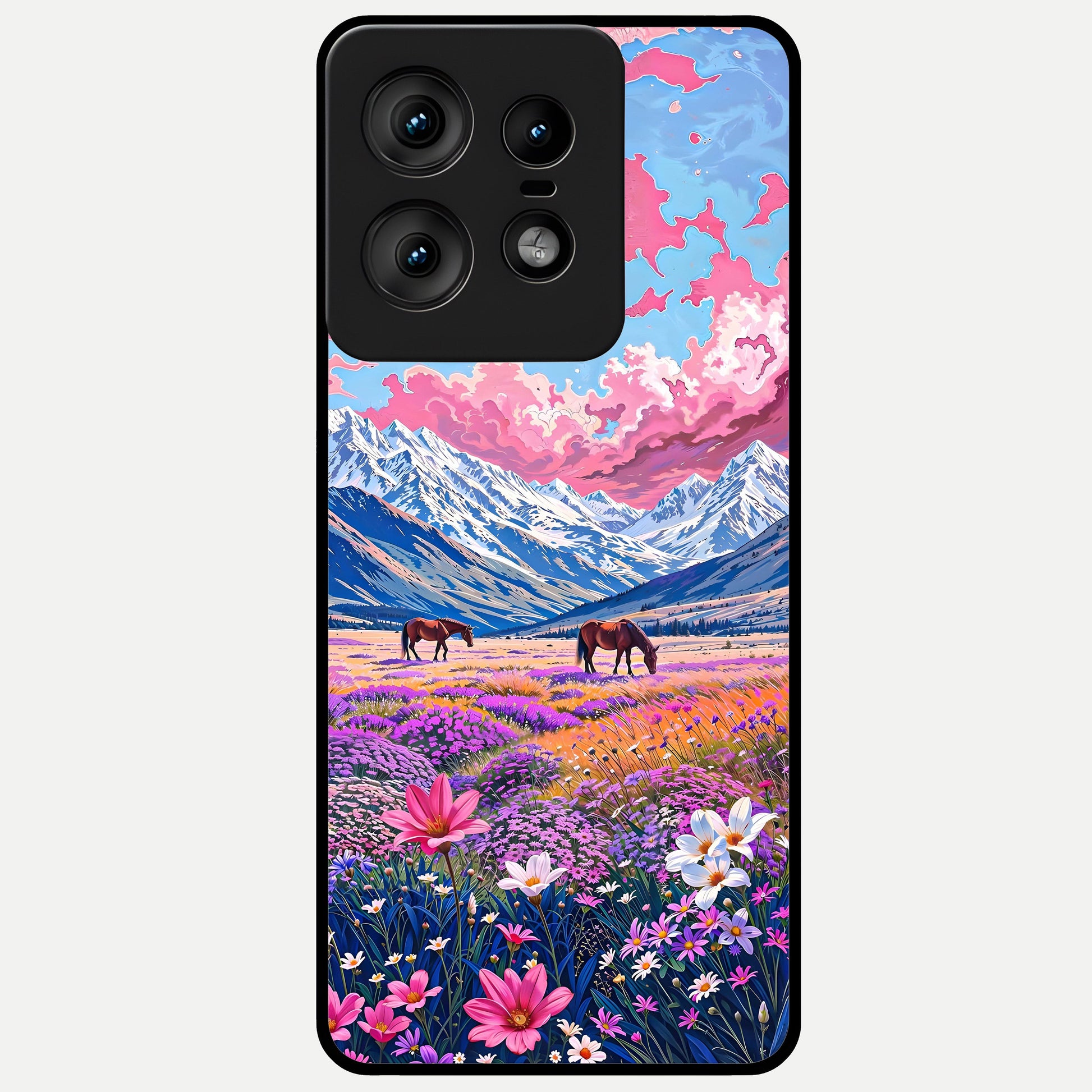  Blossom Valley Dream Glass Case For Moto Edge50 Pro back cover – full design glossy printed glass finish