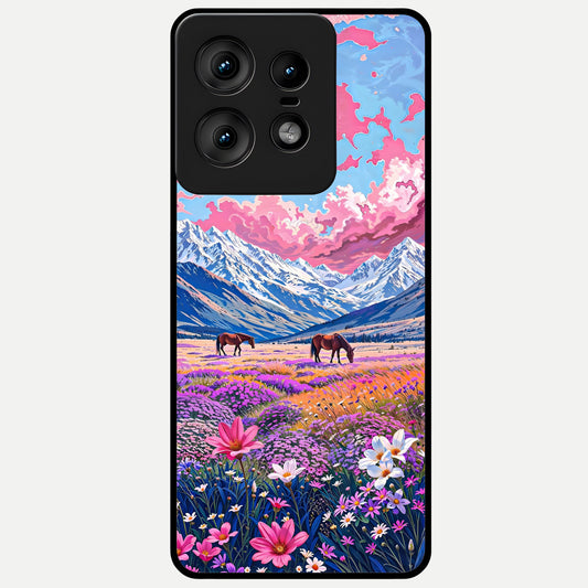  Blossom Valley Dream Glass Case For Moto Edge50 Pro back cover – full design glossy printed glass finish