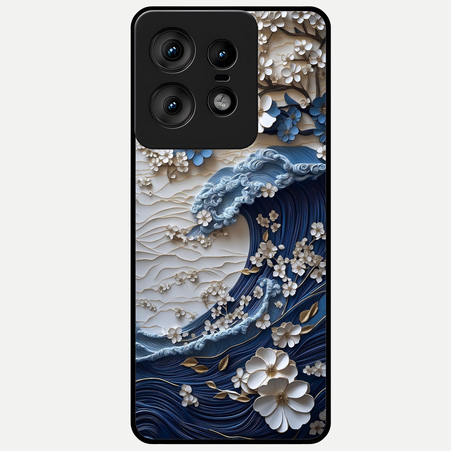  Blossom Wave Art Glass Case For Moto Edge50 Pro back cover – full design glossy printed glass finish